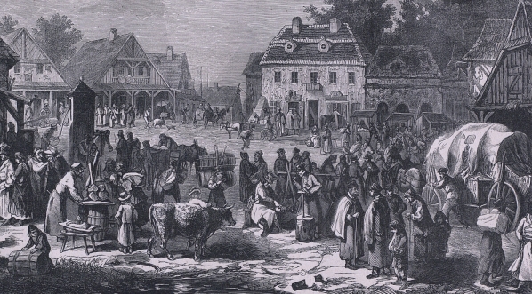  "Jarmark w małem miasteczku. Kopia obrazu" Franciszka Kostrzewskiego.  