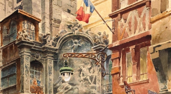  "Fontanna du Gros-Horloge w Rouen" Stanisława Sawiczewskiego.  