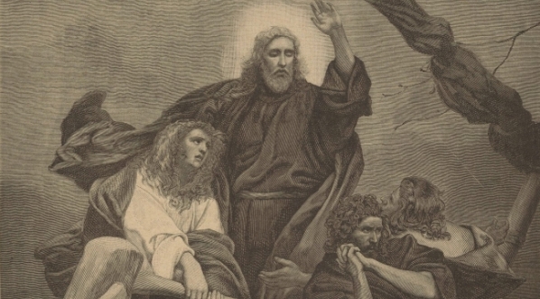  Reprodukcja obrazu Henryka Siemiradzkiego "Chrystus uśmierzający burzę" z kościoła ewangelickiego w Krakowie.  