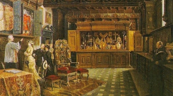  "Widok wnętrza skarbca katedry krakowskiej" Saturnina Świerzyńskiego.  