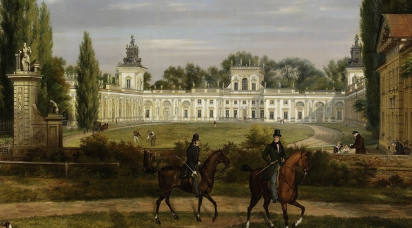  "Widok pałacu w Wilanowie od strony wjazdu" Wincentego Kasprzyckiego.  