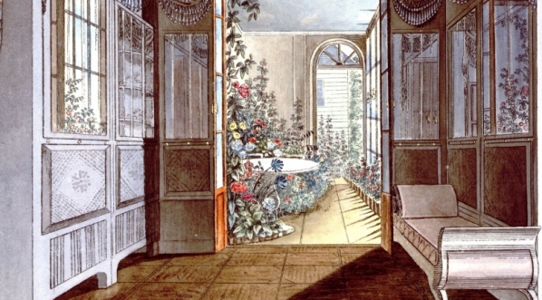  "Gabinet popielaty z widokiem Pomarańczarni" .  