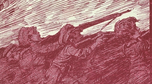  Ilustracja Bogdana Nowakowskiego do powieści Edwarda Słońskiego „Prawdziwa wojna”.  