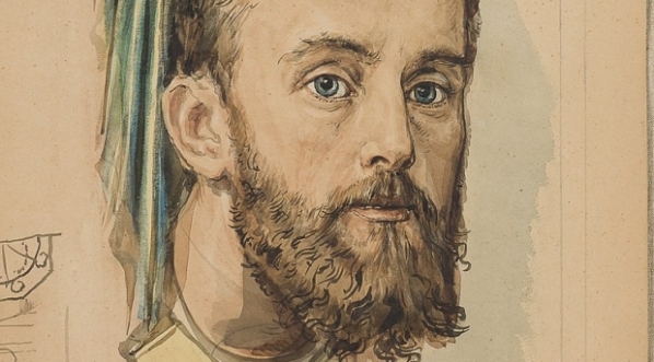  Karton Jana Matejki do polichromii Kościoła Mariackiego - Konsola kształtu męskiej głowy.  