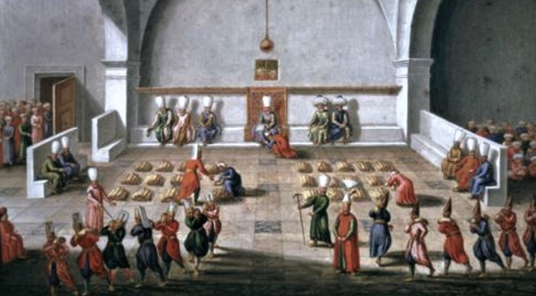  "Wypłata żołdu dla janczarów w sali Wielkiego Dywanu" Pierre`a Paula Sevina.  