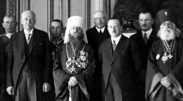  Kolegium Synodu Kościoła Prawosławnego w Polsce na audiencji u prezydenta RP Ignacego Mościckiego w Sali Rycerskiej na Zamku Królewskim w Warszawie  2.06.1930 r.  