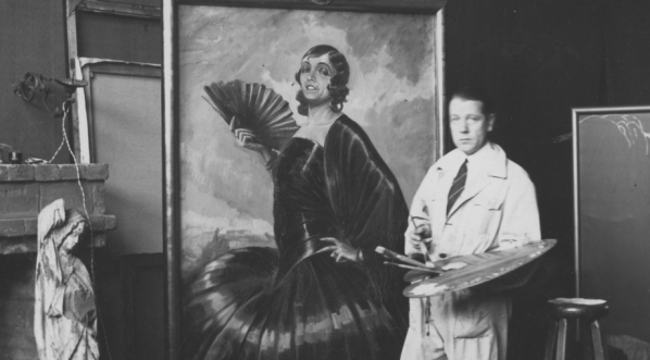  Artysta malarz Stefan Norblin w swojej pracowni w Warszawie.  