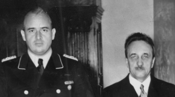  Członkowie zarządu Polskiego Banku Emisyjnego u gubernatora Hansa Franka na Wawelu w styczniu 1940 r.  