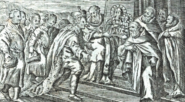  "Książę Władysław Opolczyk przekazuje paulinom obraz Matki Bożej."  