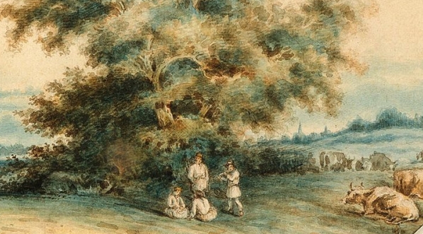  "Krajobraz wiejski z pasterzami" Józefa Szermentowskiego.  