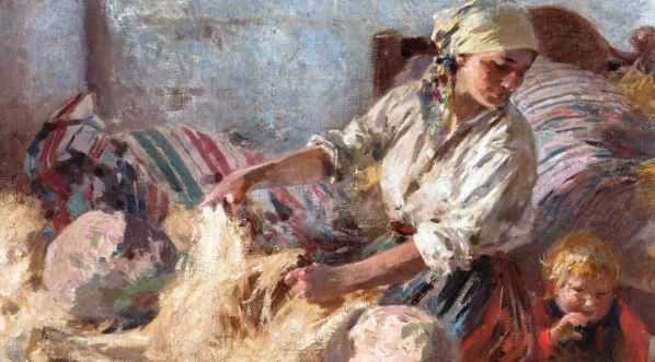  "Czesanie lnu" Zdzisława Jasińskiego.  