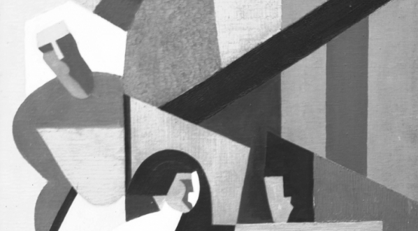  Obraz Mariana Malickiego "Cztery postacie" prezentowany na I Wystawie Warszawskiej Związków Zawodowych Polskich Artystów Plastyków.  