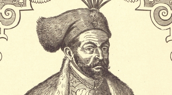  Facsimile drzeworytu z roku 1577 ukazującego króla Stefana Batorego.  