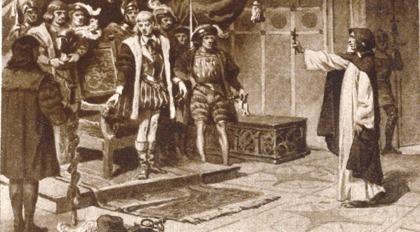  Ilustracja Stanisława Sawiczewskiego do powieści Marii Gertrudy Skórzewskiej „Król Florencji”.  