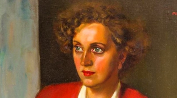  "Portret kobiety w czerwieni" Czesława Kuryatty.  
