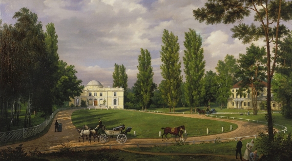  "Widok pałacu w Natolinie od strony dziedzińca" Wincentego Kasprzyckiego.  