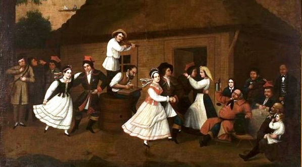  "Zabawa wiejska przed karczmą" Michała Stachowicza.  
