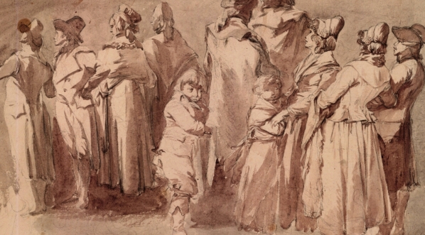  "Mieszczanie na przechadzce, jedenaście spacerujących postaci" Aleksandra Orłowskiego.  