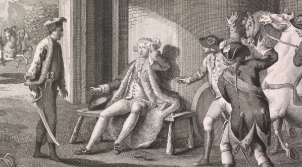  "Stanislas Auguste I. Poniatowski Roi de Pologne blessé par ses propres sujets" (Król Polski Stanisław August Poniatowski raniony przez swoich własnych poddanych)  Giacomo Zatty.  