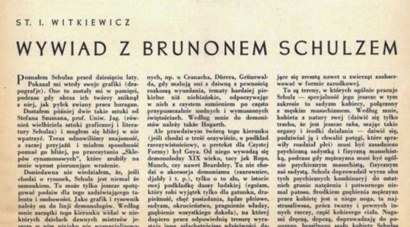  Reprodukcja grafiki Bruno Schulza i wywiad z nim w "Tygodniku Illustrowanym".  
