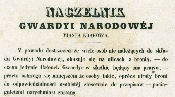  Obwieszczenie naczelnika Gwardii Narodowej z 7.04.1848 r.  