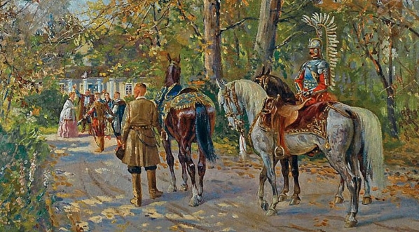  "Przed dworem" Leonarda Winterowskiego.  