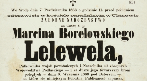  Nekrolog Marcina Borelowskiego z 1863 roku.  