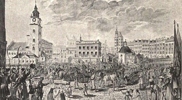  "Powrót Kosciuszki z pod Racławic (według współczesnego rysunku M. Stachowicza)."  