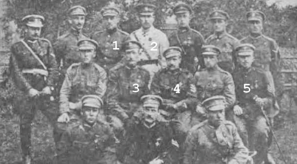  Oficerowie 1. Pułku Ułanów, którzy brali udział w bitwie pod Krechowcami, Bobrujsk, czerwiec 1918 r.  