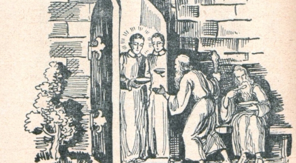  "Zakonnicy za przykładem Stanisława odnoszą porcje obiadu ubogim".  