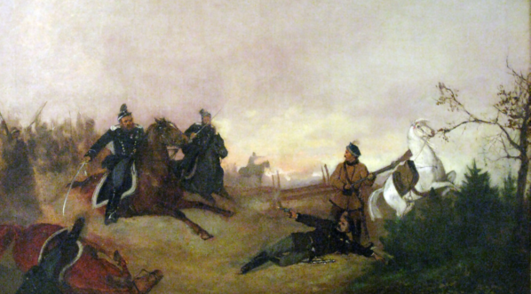  "Śmierć Dionizego Czachowskiego w bitwie pod Wierzchowiskami w 1863." Antoniego Piotrowskiego.  