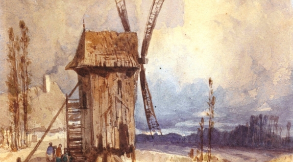  "Pejzaż z wiatrakiem" Józefa Szermentowskiego.  