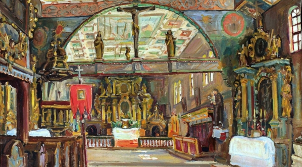  "Wnętrze kościoła na Orawie" Józefa Wodyńskiego.  
