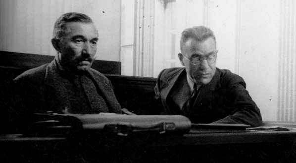  Oskarżeni Wincenty Witos i Kazimierz Bagiński podczas rozprawy apelacyjnej w procesie brzeskim przed Sądem Apelacyjnym w Warszawie 13.07.1933 r.  