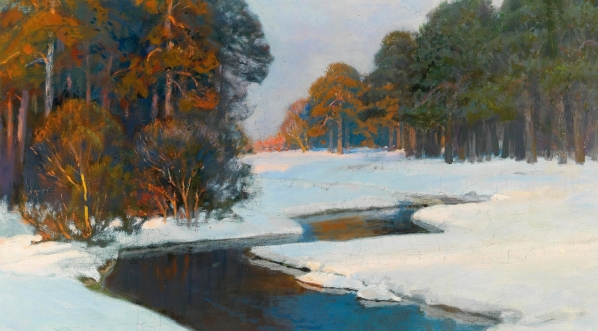  "Zimowy krajobraz w poranny świetle"  Stefana Popowskiego.  