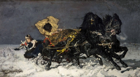  "Jazda nocą" Józefa Chełmońskiego.  