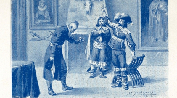  Ilustracja Stanisława Sawiczewskiego z powieści Zuzanny Morawskiej "Rotmistrz Wybraniecki".  