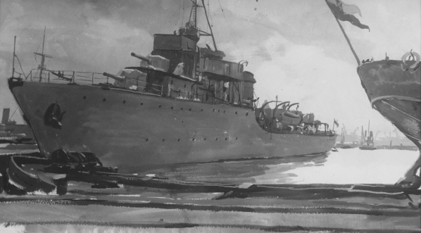  Obraz artysty malarza Antoniego Suchanka "ORP Wicher" namalowany w 1938 roku.  