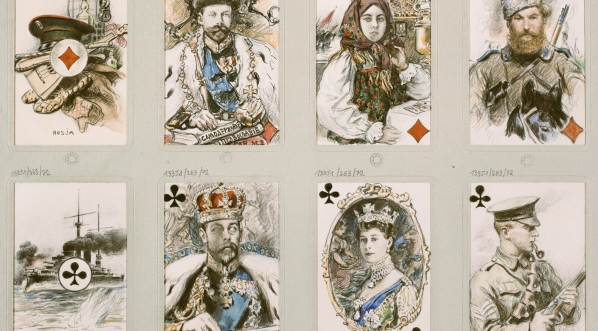  Karty do gry Czesława Tańskiego z przedstawieniami związanymi z I wojną światową.  