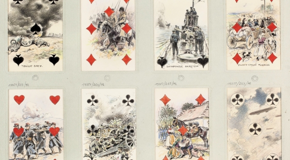  Karty do gry Czesława Tańskiego z przedstawieniami związanymi z I wojną światową.  