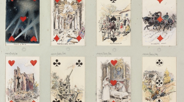  Karty do gry Czesława Tańskiego z przedstawieniami związanymi z I wojną światową.  