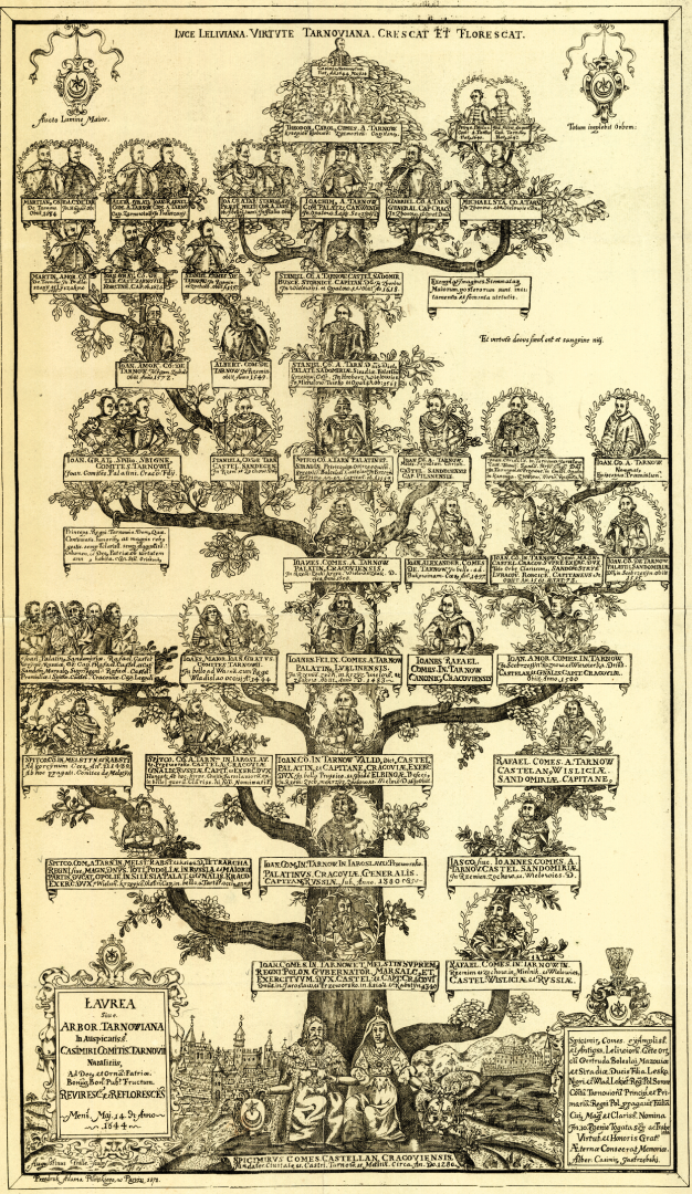 Drzewo genealogiczne rodzin: Tarwnoskich, Melsztyńskich i Jarosławskich.